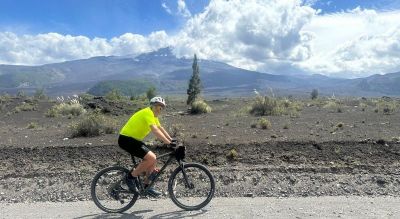 Michael Catley Cycling on the  tour with redspokes